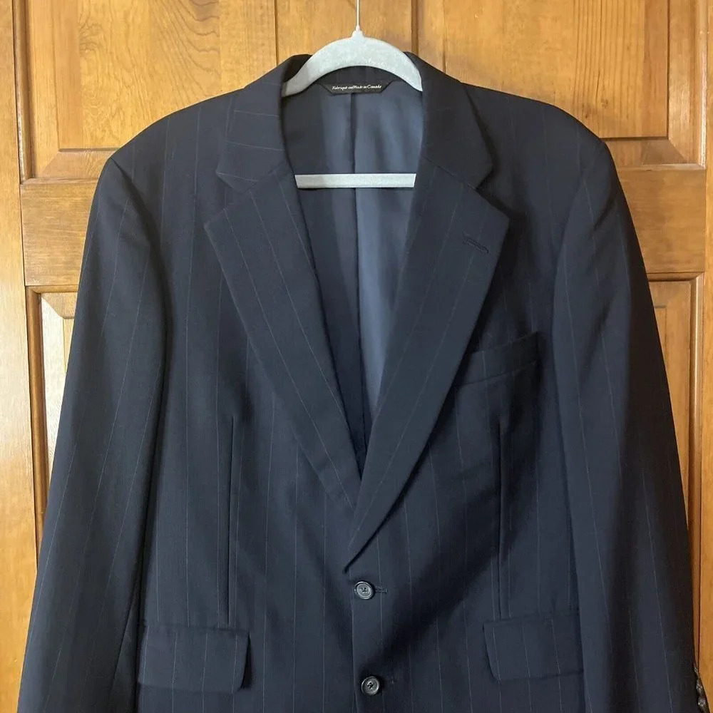 Samuelson sport coat blaze  mens 42 42R Navy With White Pinstripes